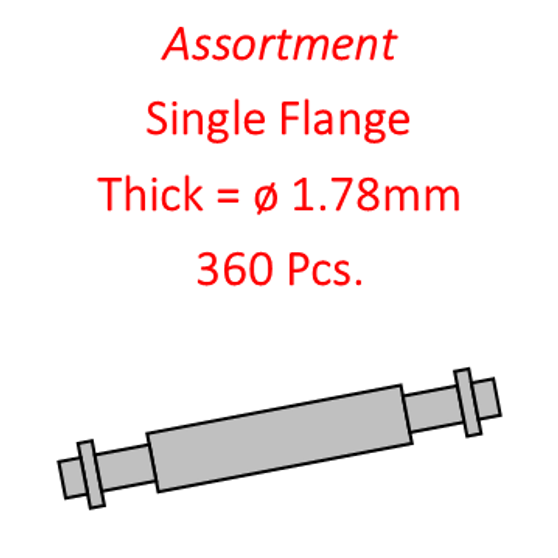 Assortment, Spring Bars, Single Flange 1.78mm, 360 Pieces [SML25]