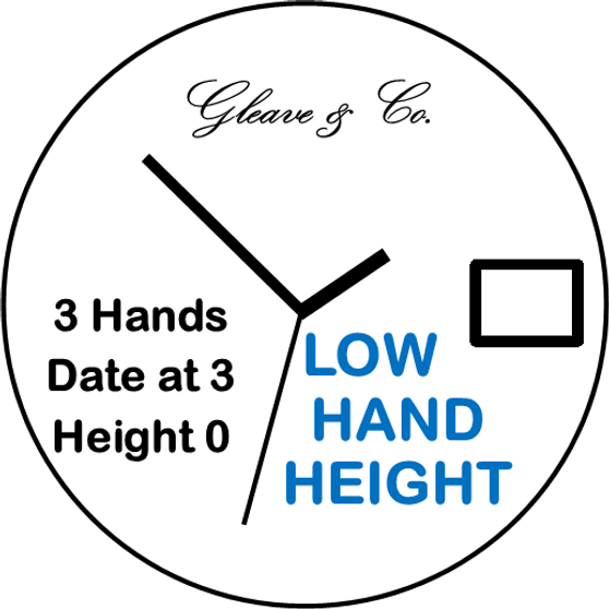 Movement, ETA 956.112, 3 Hands, Date at 3, Height 0
