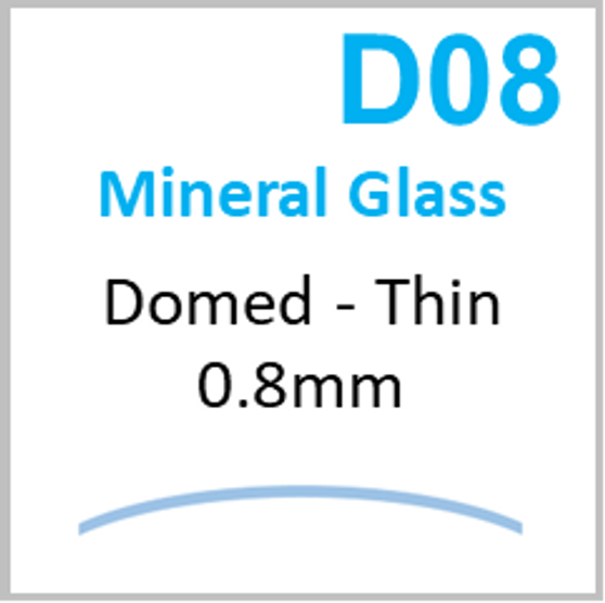 Glass, Domed 0.8mm (D08) Size 150