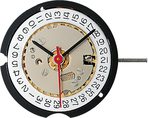Movement, Ronda 585, Date at 3, Height 5 (Steel Plates)