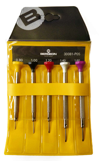 Bergeon 30081-P05 - Set of 5 Screwdrivers (Flathead)