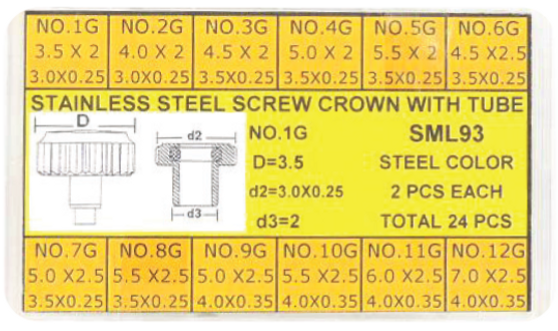 Assortment, Screw Crowns