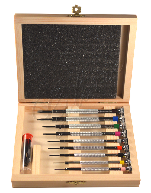 French Screwdrivers Set of 9 in a Wooden Box Gleave & Co. Watch