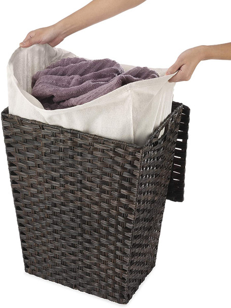 Rattique Laundry Hamper with Lid and Removable Liner