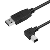 USB 2.0 A Male to B Male Left Angle Cable, 12in, 24in, 30in, 34in, 42in, 7ft, 15ft Newnex UH2-ABR03-XXX
