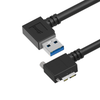 USB 3.0 A Male Left Angle to Micro B Male Left Angle with optional Screw Locking Cable, 8in Newnex US2AR2MCBR2I08