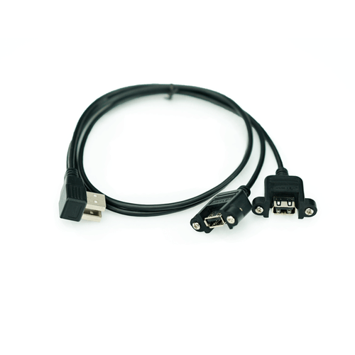 USB 2.0 2x A Female Panel Mount to 2x Angled A Male Cables, 26in Newnex UHR2-2AR4-26