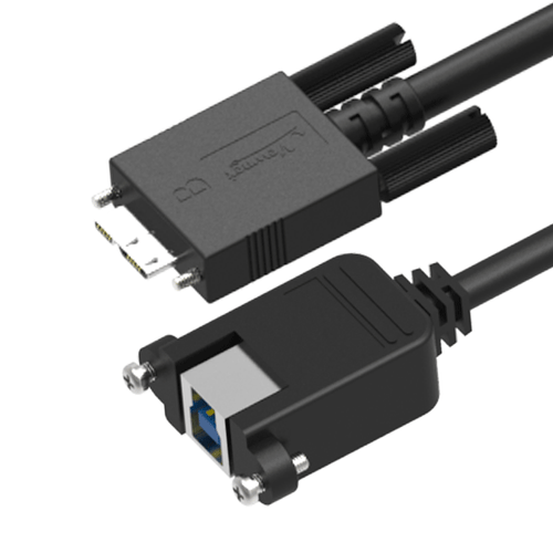 USB 3.0 B Female Panel Mount to Micro B Male with M2 Screw Locking Cable, 12in, 1m Newnex USR2-BMCBI1-XX