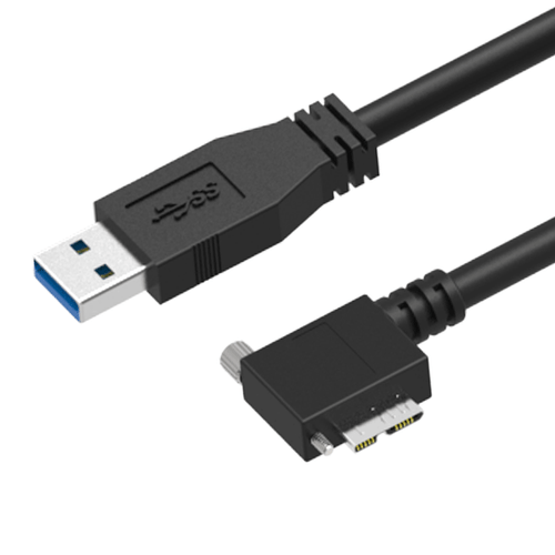 USB 3.0 Type-A to left-angle Micro-B screw-locking camera cable