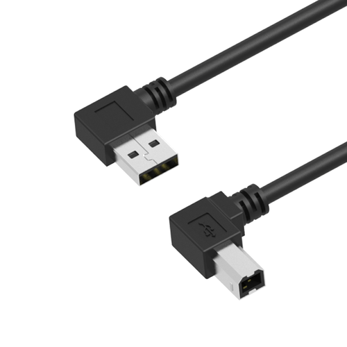 USB 2.0 A Male Right Angle to B Male Left Angle Cable, 5in, 36in Newnex UH2-AR4BR1-XX