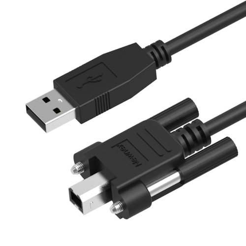 USB 2.0 A Male to B Male with Screw (M3) Locking Cable with Ferrite Cores, 2m, 3m Newnex UHRBB00AUXXFC