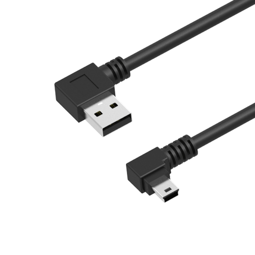 USB 2.0 A Male Left Angle to Mini B Male Left Angle Cable, 6in Newnex UH228AR4TMBR96