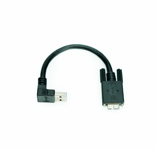 USB 3.0 A Male Down Angle to Micro B Male with M2 Screw Locking Cable, 7in Newnex US2AR1MCBI1-07