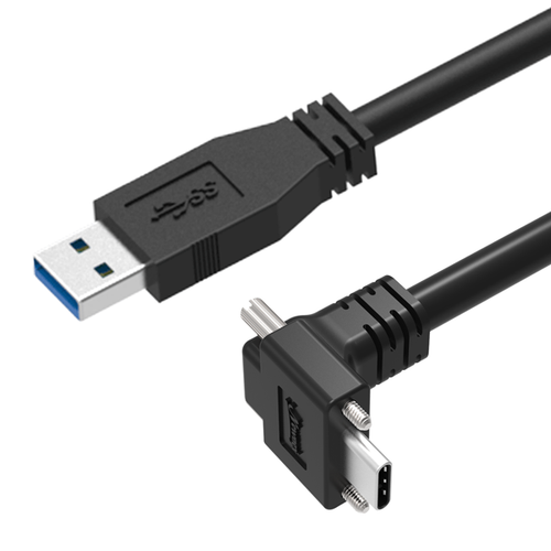 USB 3.2, A to C Cable, Down Angle with Locking, up to 16.4 ft (5m) Newnex U3S1A01C6D-XXX