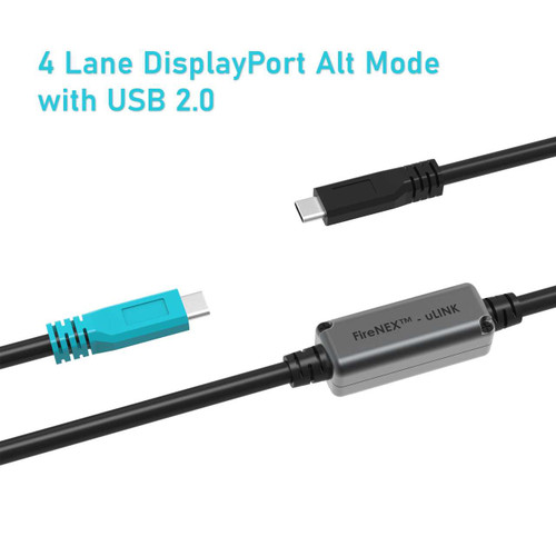 Active USB-C Extension Cable, C/M to C/M, Display + USB 2.0, 60W PD, up to 52 ft (16m) Newnex ULK-DP-CC-XX