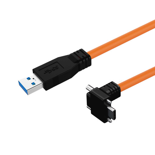 High Flex USB 3.2, A to C Cable, Angled with Dual Screw Locking, up to 16.4 ft (5m) Newnex U3HLA01C6D-XXX