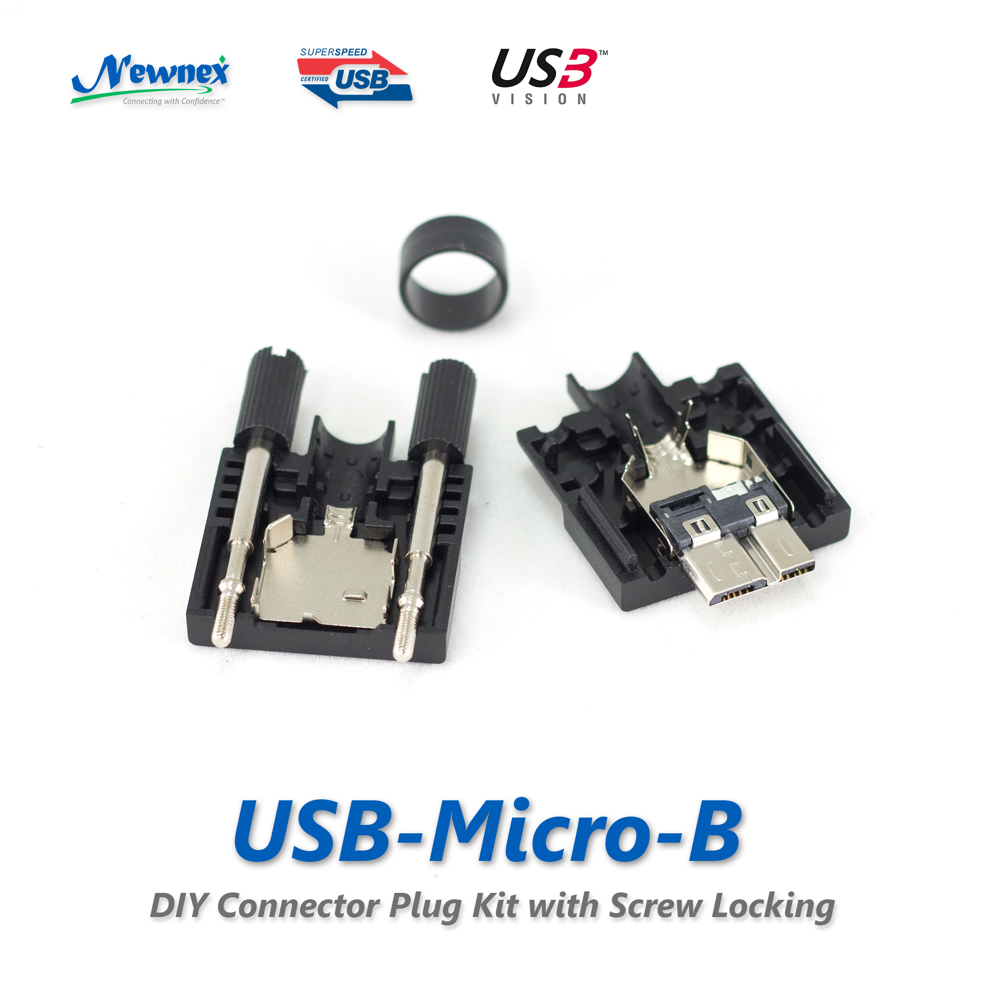 USB 3.0 Type Micro B with Locking Assemblable DIY Connector Plug Kit ...