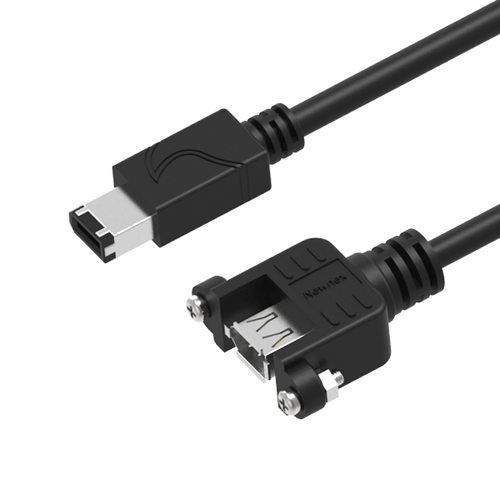 FireWire 400, Panel Mount 6 Pin Female to 6 Pin Male Cable, 7in