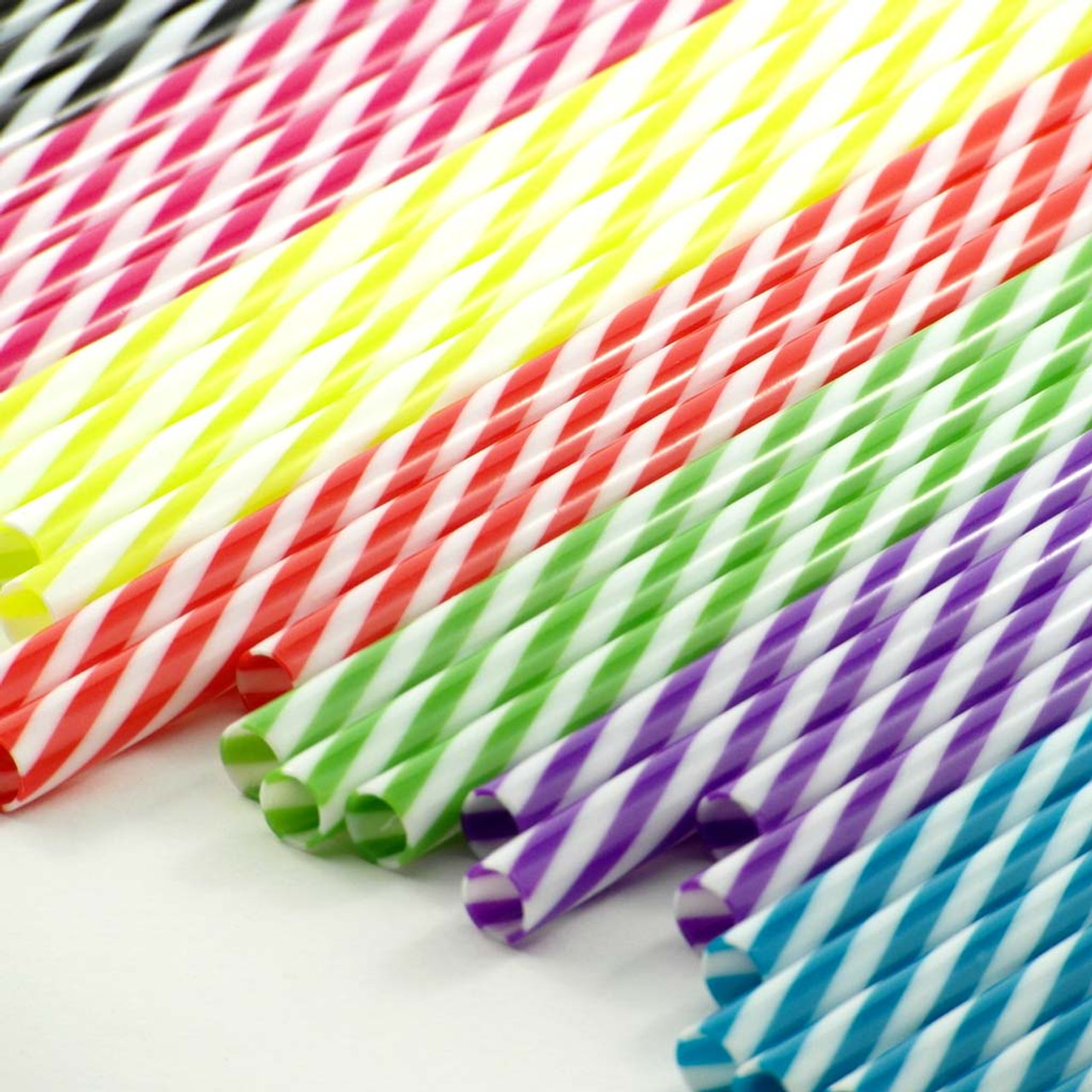 Reusable Striped Plastic Straw - 9 inch