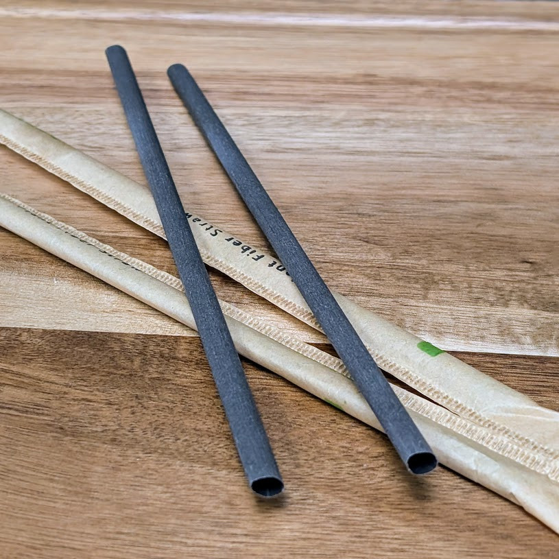 Compostable 8" Black Plant Fiber Straws