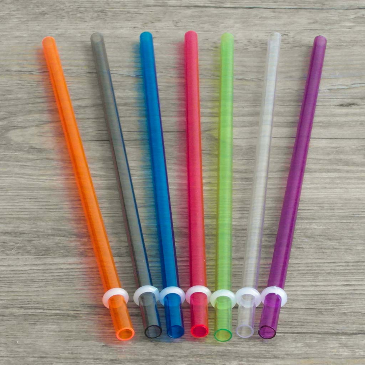 8 Reusable 8 Inch Clear Swirly Straws NO RINGS BPA Free Striped