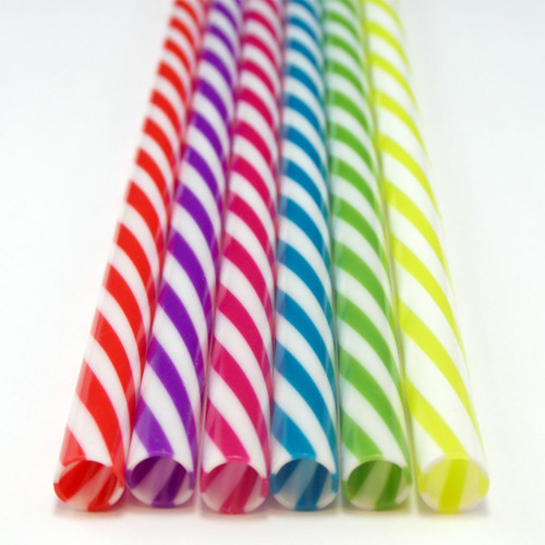 Reusable Striped Plastic Straw - 9 inch