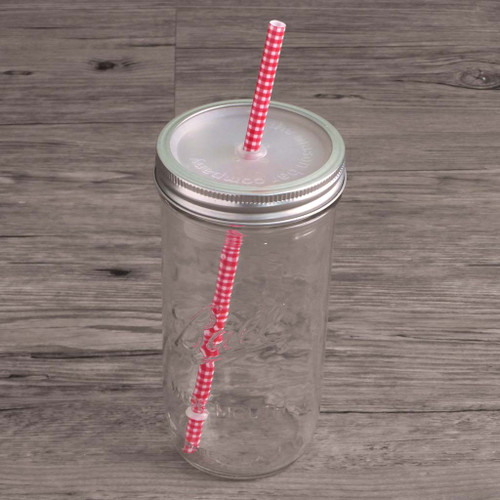Reusable Patterned straws with 24oz Ball mason jar