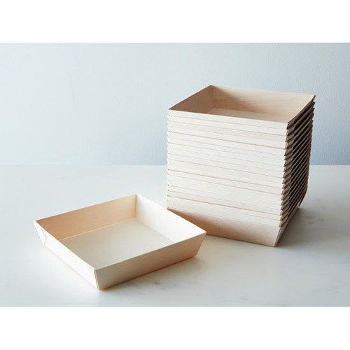 Medium Square Wood Tray - 7" x 7" -50pcs Medium Square Wood Tray - 7" x 7" -50pcs