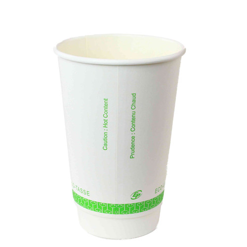 Insulated Hot Cups - Compostable White - 16oz - Case of 500