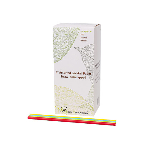 8” Assorted Cocktail Paper Straw – Unwrapped 8” Assorted Cocktail Paper Straw – Unwrapped