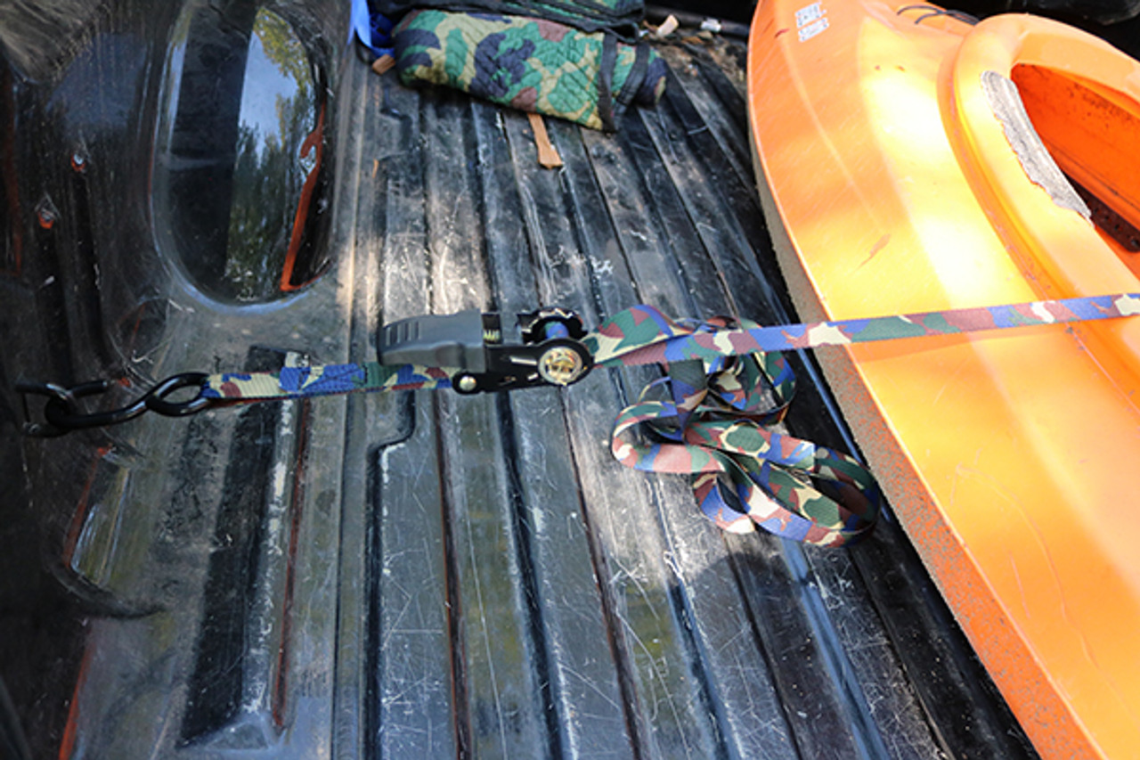 1” x 6’ Camo Ratchet Tie-Down w/S-Hooks, Bulk Bin 1” x 6’ Camo Ratchet Tie-Down w/S-Hooks, Bulk Bin