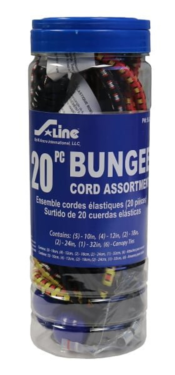 20-PC. Jar of Assorted Bungee Cords