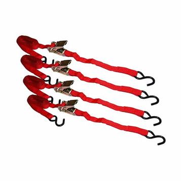 1” x 6’ Red Ratchet Tie-Down w/S-Hooks, Bulk Bin