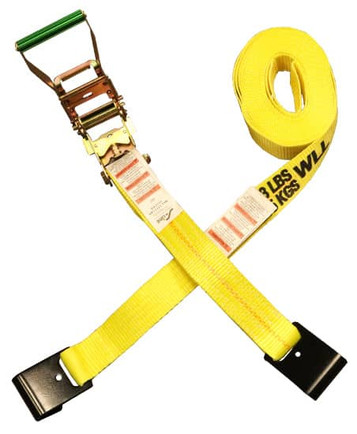2″ x 27’ Ratchet Strap w/Flat Hooks & Long/Wide Handle
