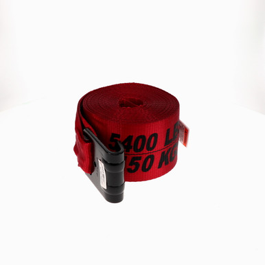 4” x 30' Red Flat Hook Winch Strap
