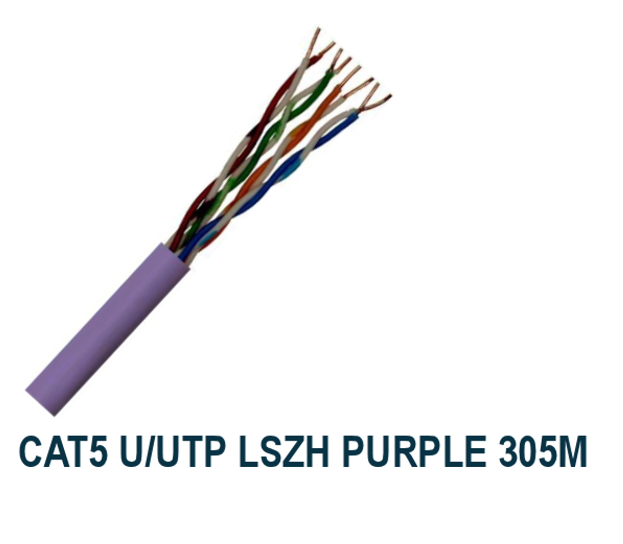 CAT5E UTP LSZH Solid 305m Purple Network Cable 24AWG Copper Low Smoke