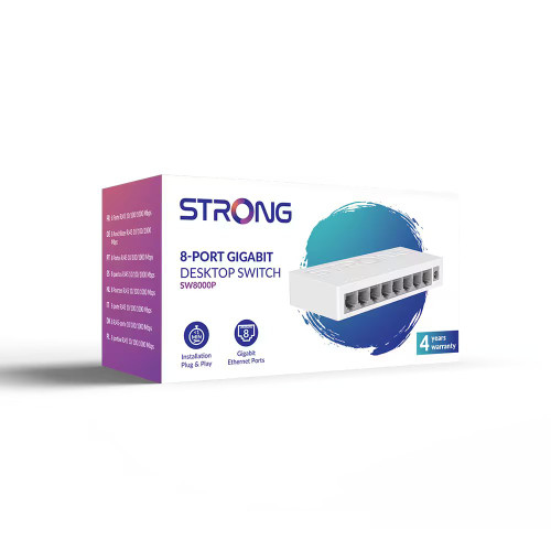 Strong 8-Port Gigabit Desktop Switch UK Lightweight Plastic Body