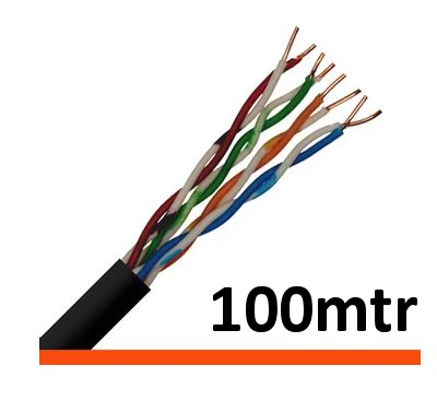 Cat6 U/UTP External Use Cable Solid Black 100m 23AWG Cable