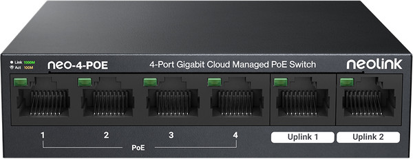 4-Port Gigabit POE Ethernet Switch 4 x 10/100/1000Mbps POE ports & 2 x Uplink Ports Cloud Level 2 Managed