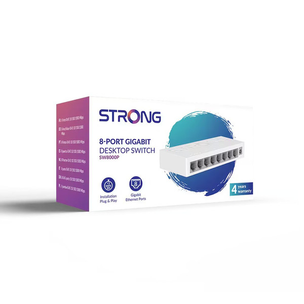 Strong 8-Port Gigabit Desktop Switch UK Lightweight Plastic Body