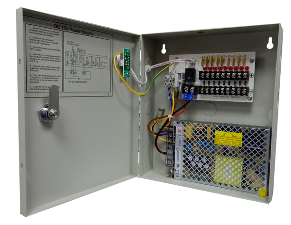AC/DC 12V 10Amp 9 Way Boxed Power Supply PSU Fitted With PTC Fuses