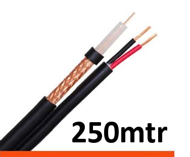 250m RG59 + 2 Core Power Shotgun Cable Suitable For HD-TVI/AHD/CVI SDI and Standard Analogue Cameras