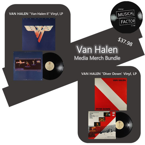 VAN HALEN Merch Bundle, Van Halen II and Diver Down Vinyl LPs, Bundle