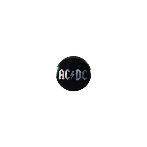 AC DC, Silver Logo Black Background, Button