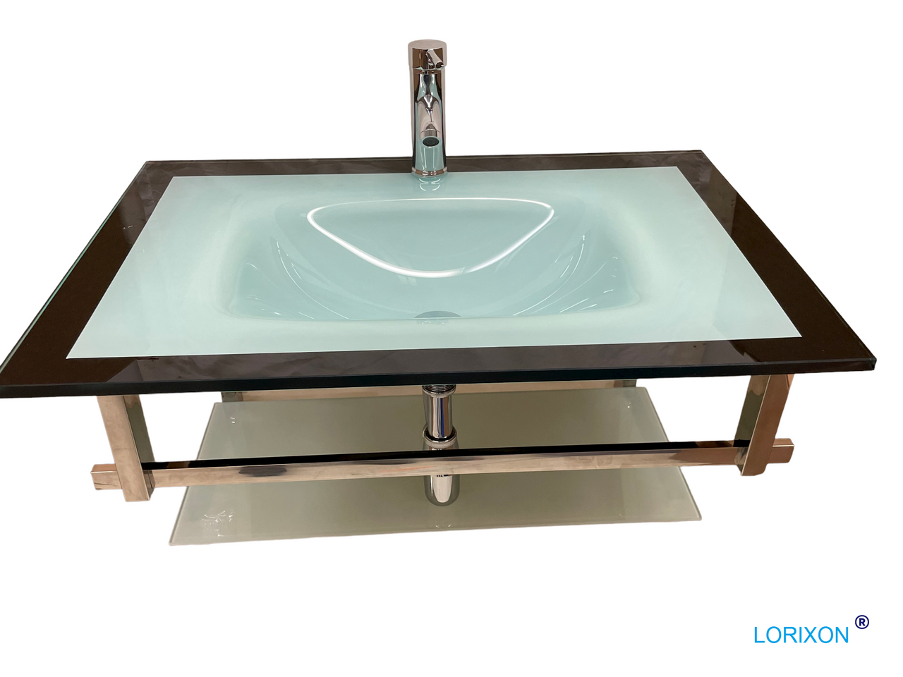 Lorixon LV-002RH Small Modern Bathroom Vanity Clear Tempered Glass