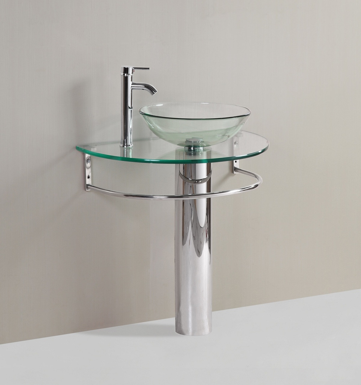Modern Glass Bathroom Vanity Pedestal Clear Glass Vessel ...