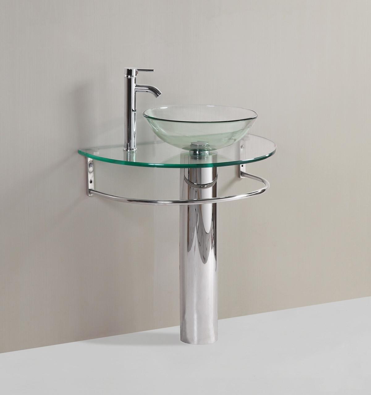 Modern Glass Bathroom Vanity Pedestal Clear Glass Vessel Sink Modern Glass Bathroom Vanity Pedestal Clear Glass Vessel Sink