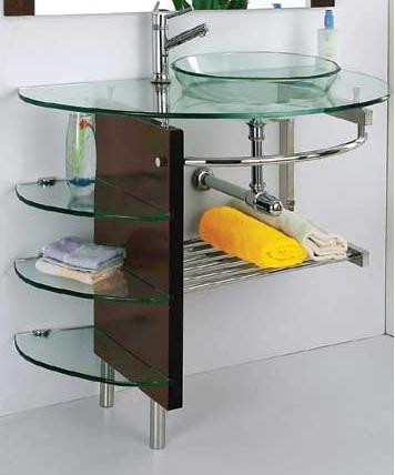 Bathroom Vanity Glass Shelves Everything Bathroom