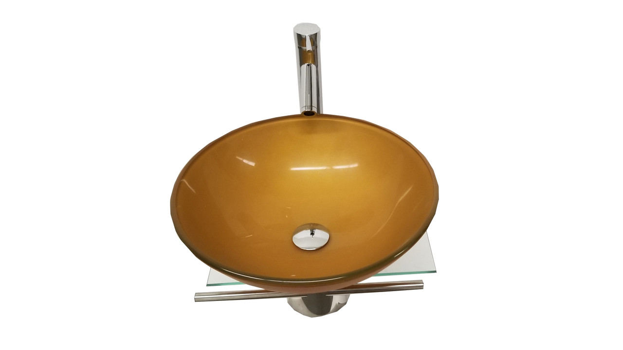 LV-002R Lorixon Small Bathroom Vanity Glass Bowl Vessel Sink Combo