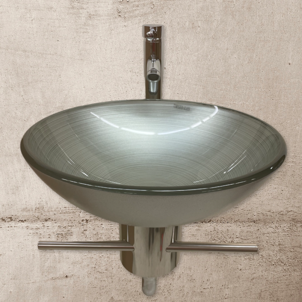 LV-002R Lorixon Small Bathroom Vanity Glass Bowl Vessel Sink Combo